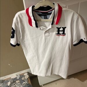 Tommy Hilfiger White Polo with Red & Navy Accents